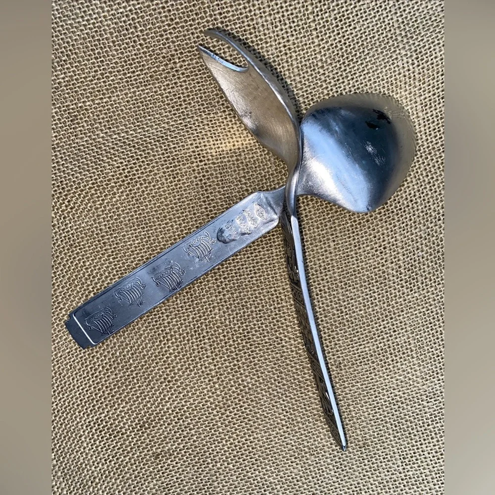 KONGE TINN Rare Vintage Salad set Norwegian pewter Salatsett - Picture 16 of 17